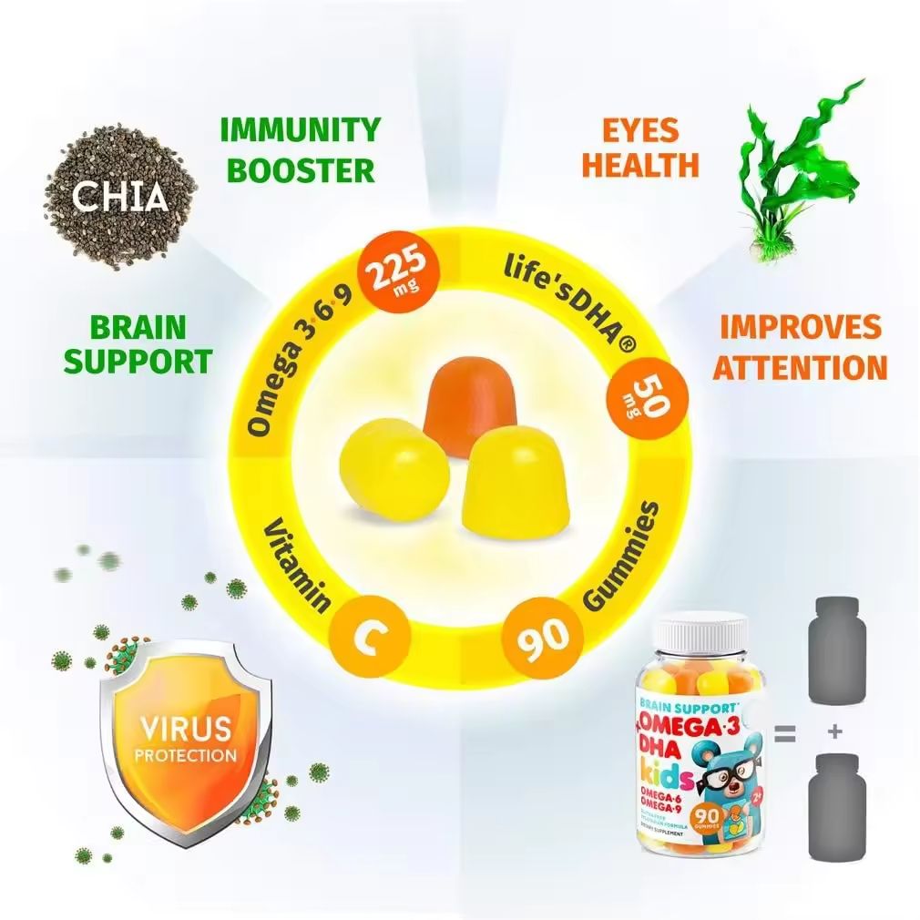Omega-3 DHA Brain Support Gummies for Kids