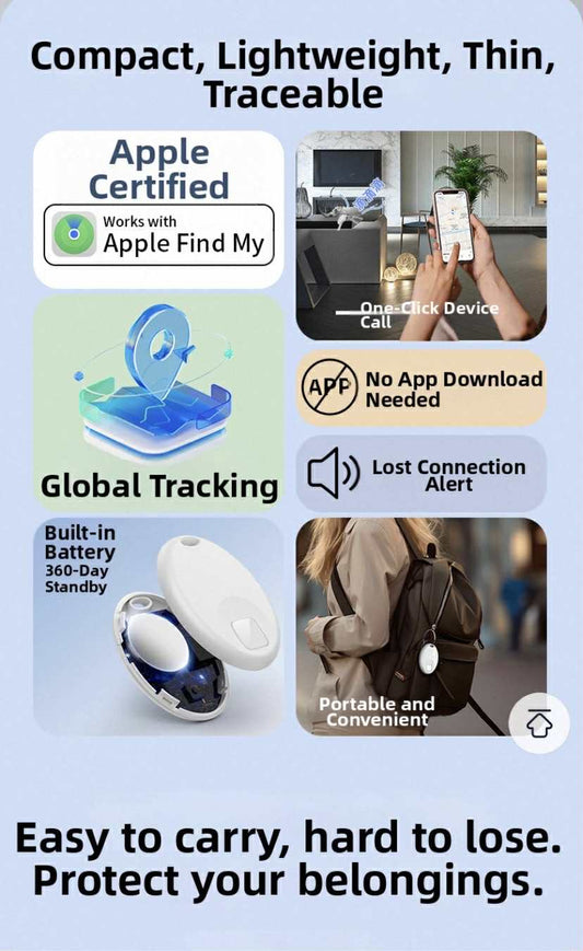 Smart Anti-Loss GPS Locator Tag – 365-Day Battery, No Data or SIM Required