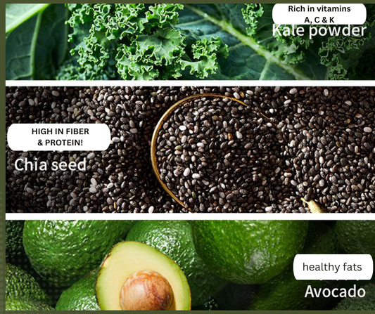 🌿 3-in-1 Superfood Powder: Kale • Chia Seeds • Avocado
