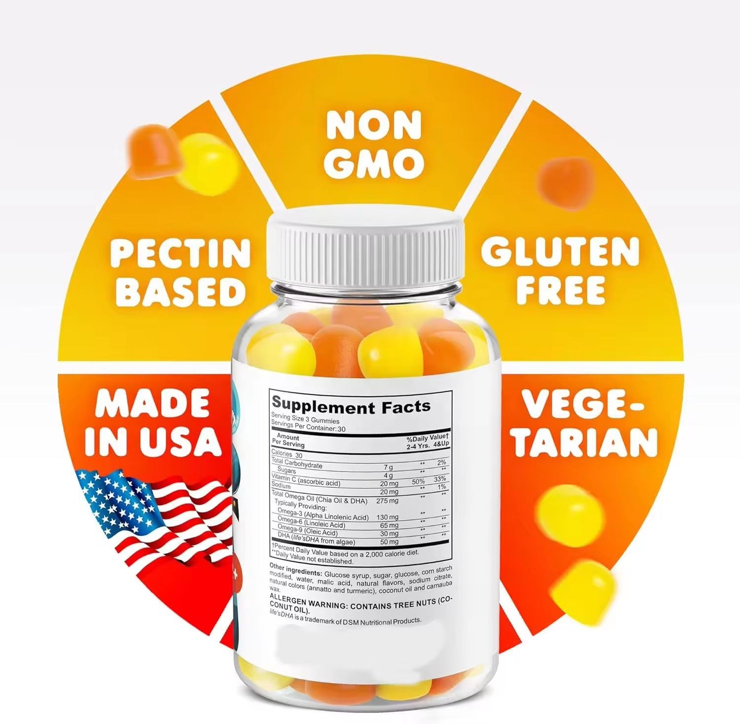 Omega-3 DHA Brain Support Gummies for Kids